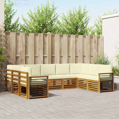 Set divani 9 pcs Naturale e Crema Legno di Acacia Massello