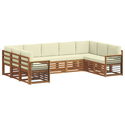 Set divani 9 pcs Naturale e Crema Legno di Acacia Massello