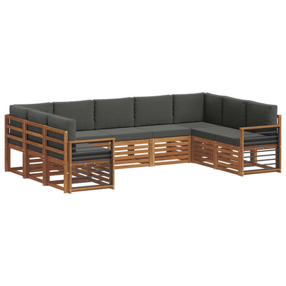 Set divani 9 pcs Naturale e Antracite Legno di Acacia Massello