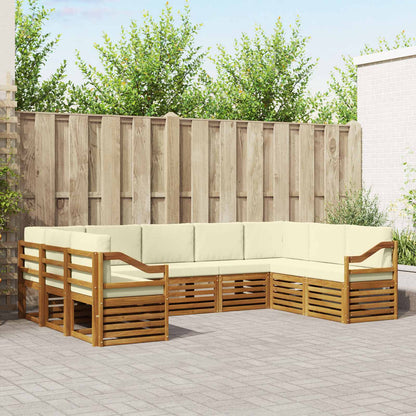 Set divani 9 pcs Naturale e Crema Legno di Acacia Massello