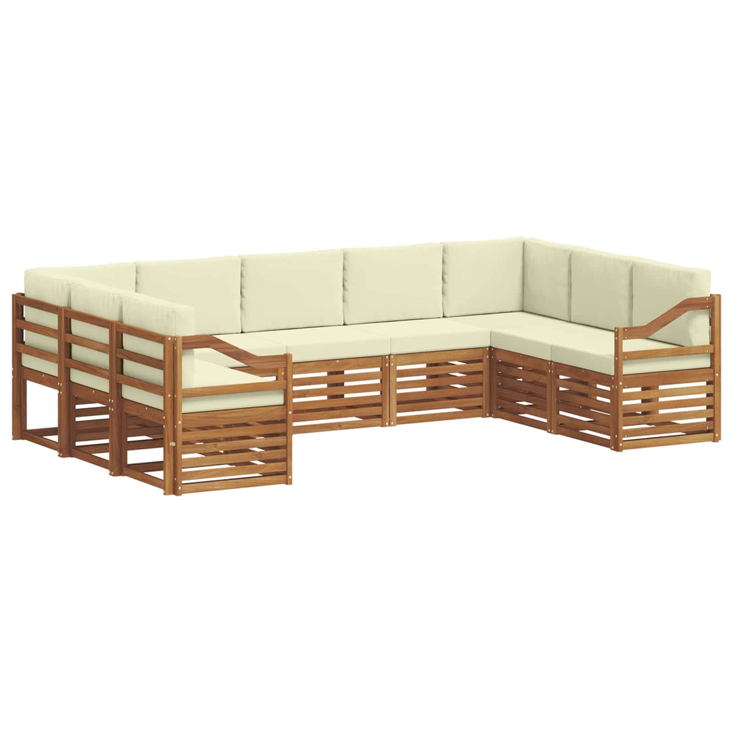Set divani 9 pcs Naturale e Crema Legno di Acacia Massello