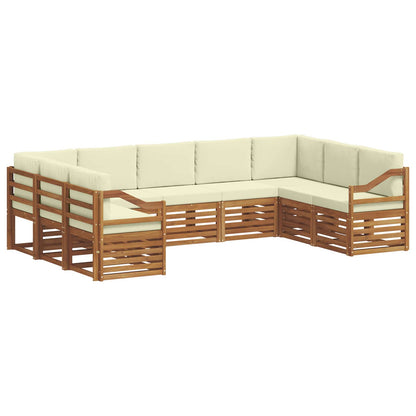 Set divani 9 pcs Naturale e Crema Legno di Acacia Massello