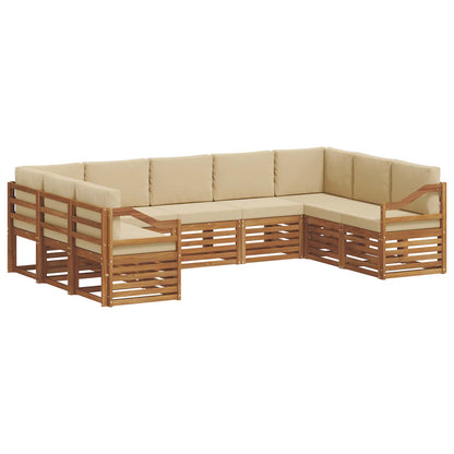 Set divani 9 pcs Naturale e Beige Legno di Acacia Massello