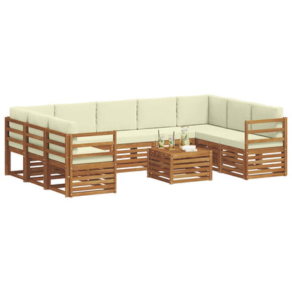 Set divani 10 pcs Naturale e Crema Legno di Acacia Massello