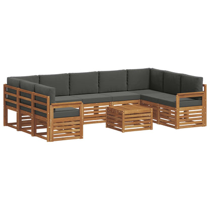 Set divani 10 pcs Naturale e Antracite Legno di Acacia Massello