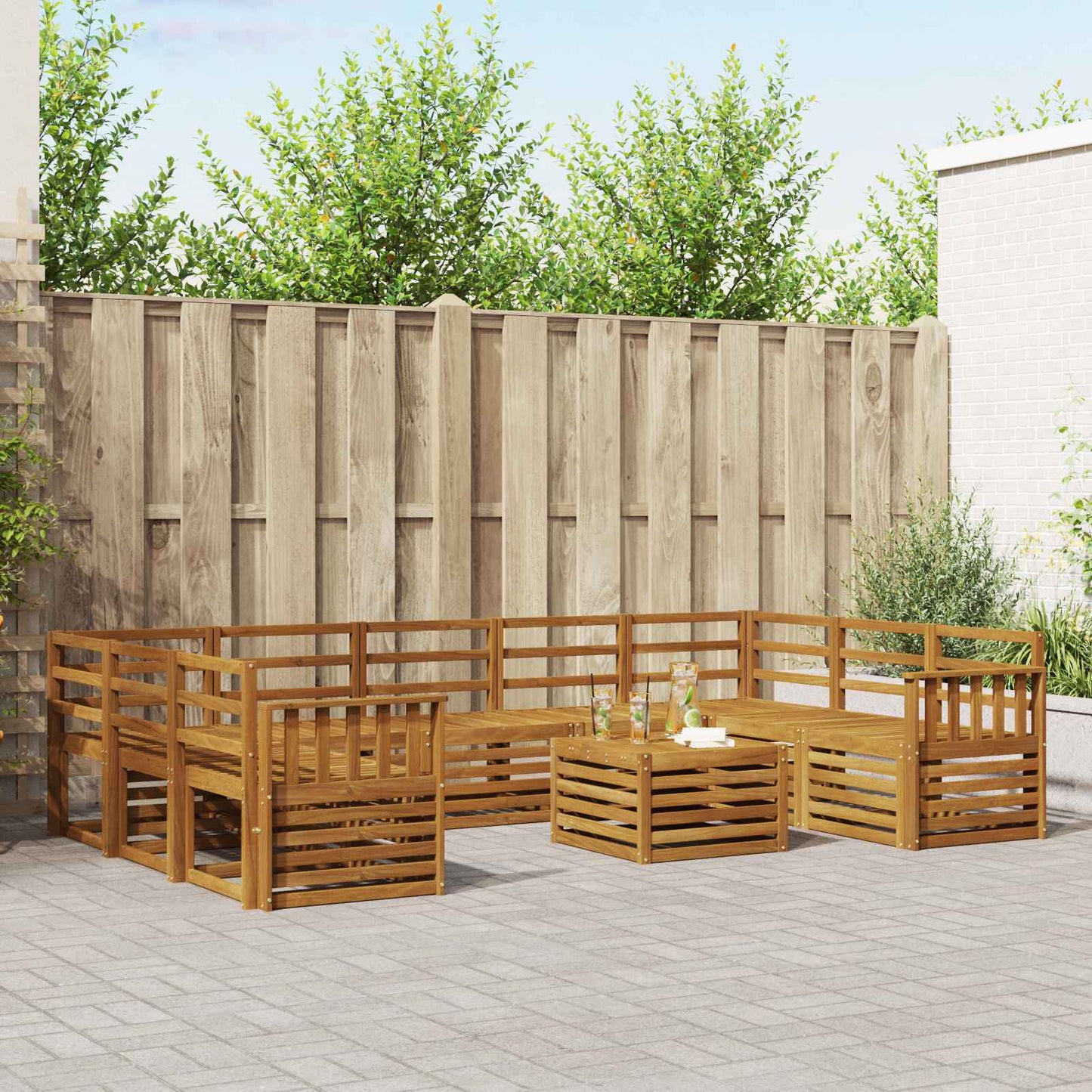 Set divani 10 pcs Naturale Legno di Acacia Massello