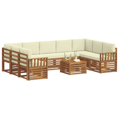 Set divani 10 pcs Naturale e Crema Legno di Acacia Massello