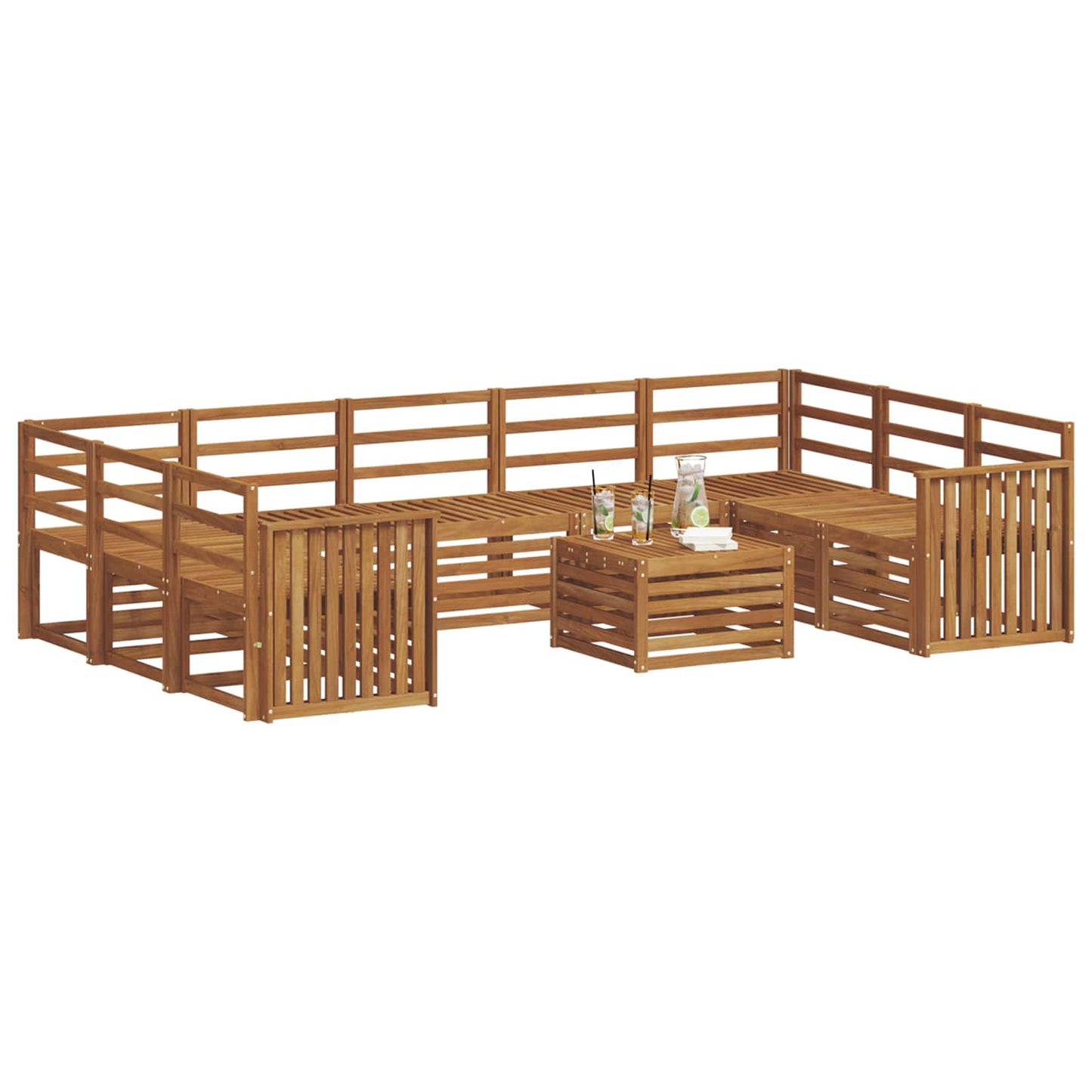 Set divani 10 pcs Naturale Legno di Acacia Massello