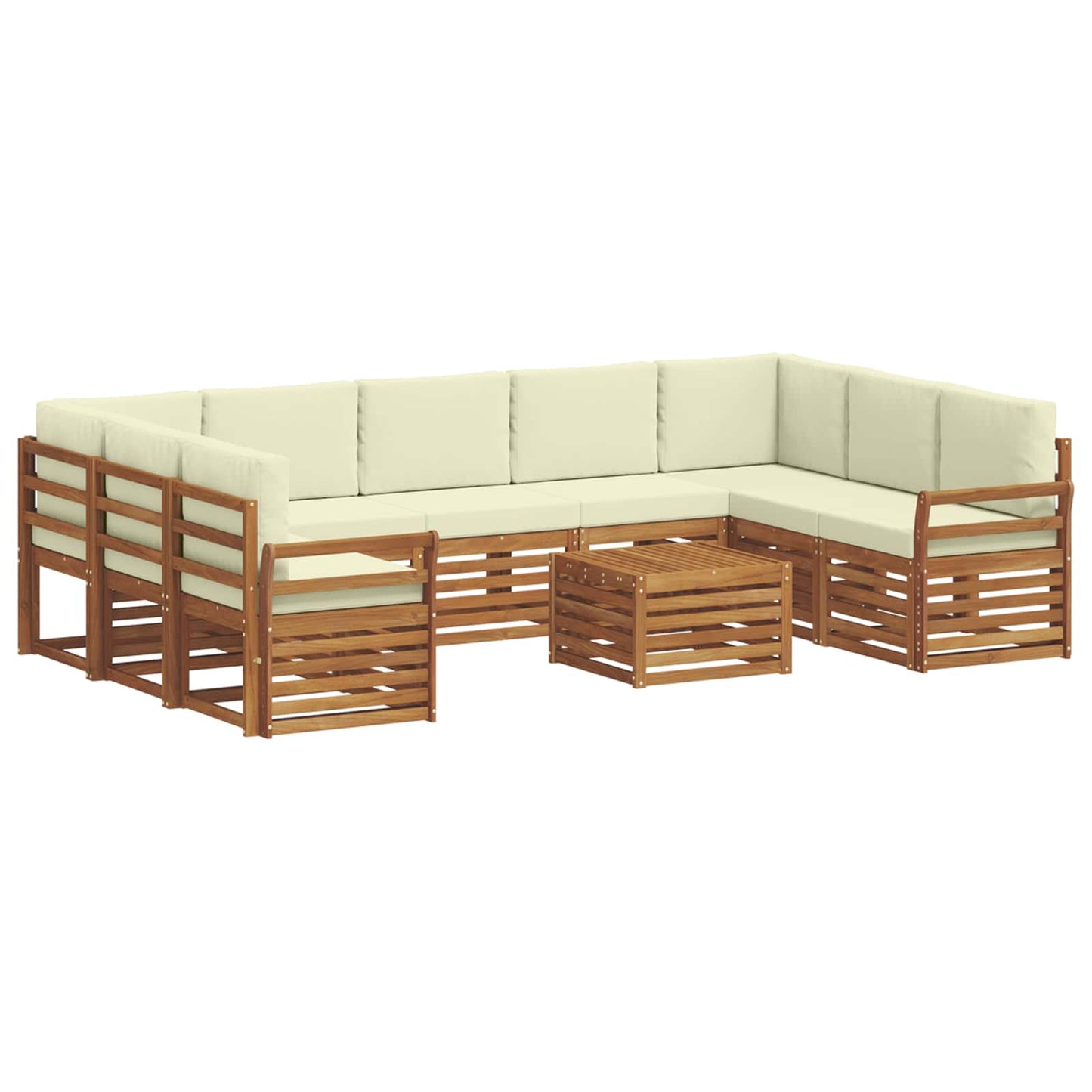 Set divani 10 pcs Naturale e Crema Legno di Acacia Massello
