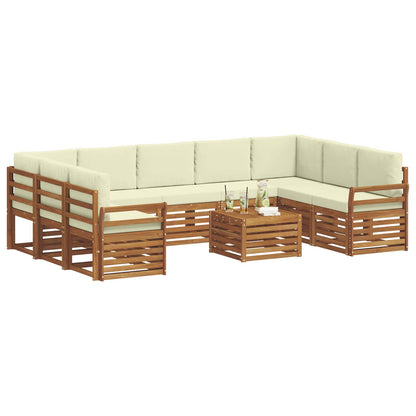 Set divani 10 pcs Naturale e Crema Legno di Acacia Massello