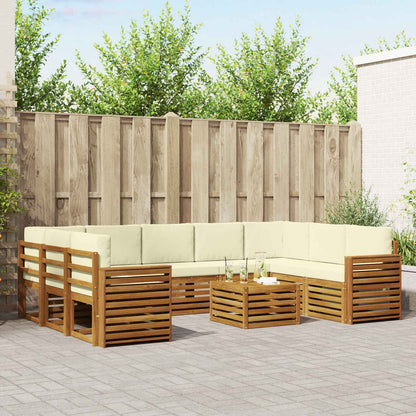 Set divani 10 pcs Naturale e Crema Legno di Acacia Massello