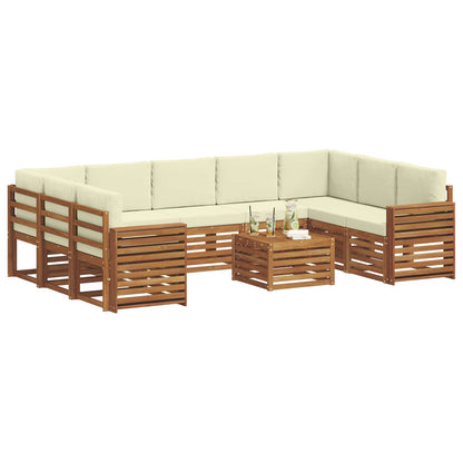 Set divani 10 pcs Naturale e Crema Legno di Acacia Massello