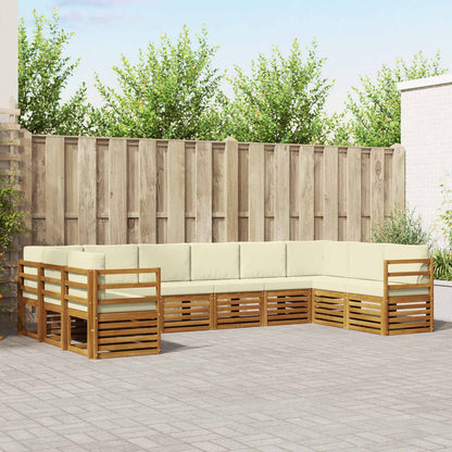 Set divani 10 pcs Naturale e Crema Legno di Acacia Massello