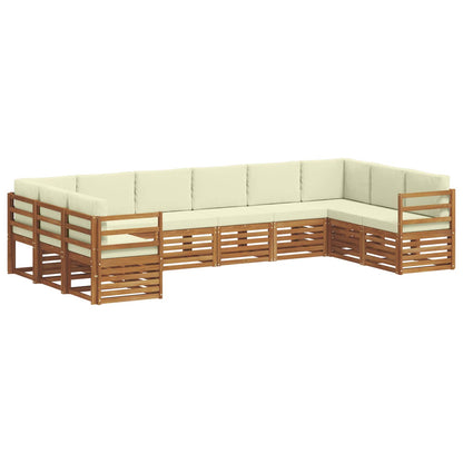 Set divani 10 pcs Naturale e Crema Legno di Acacia Massello