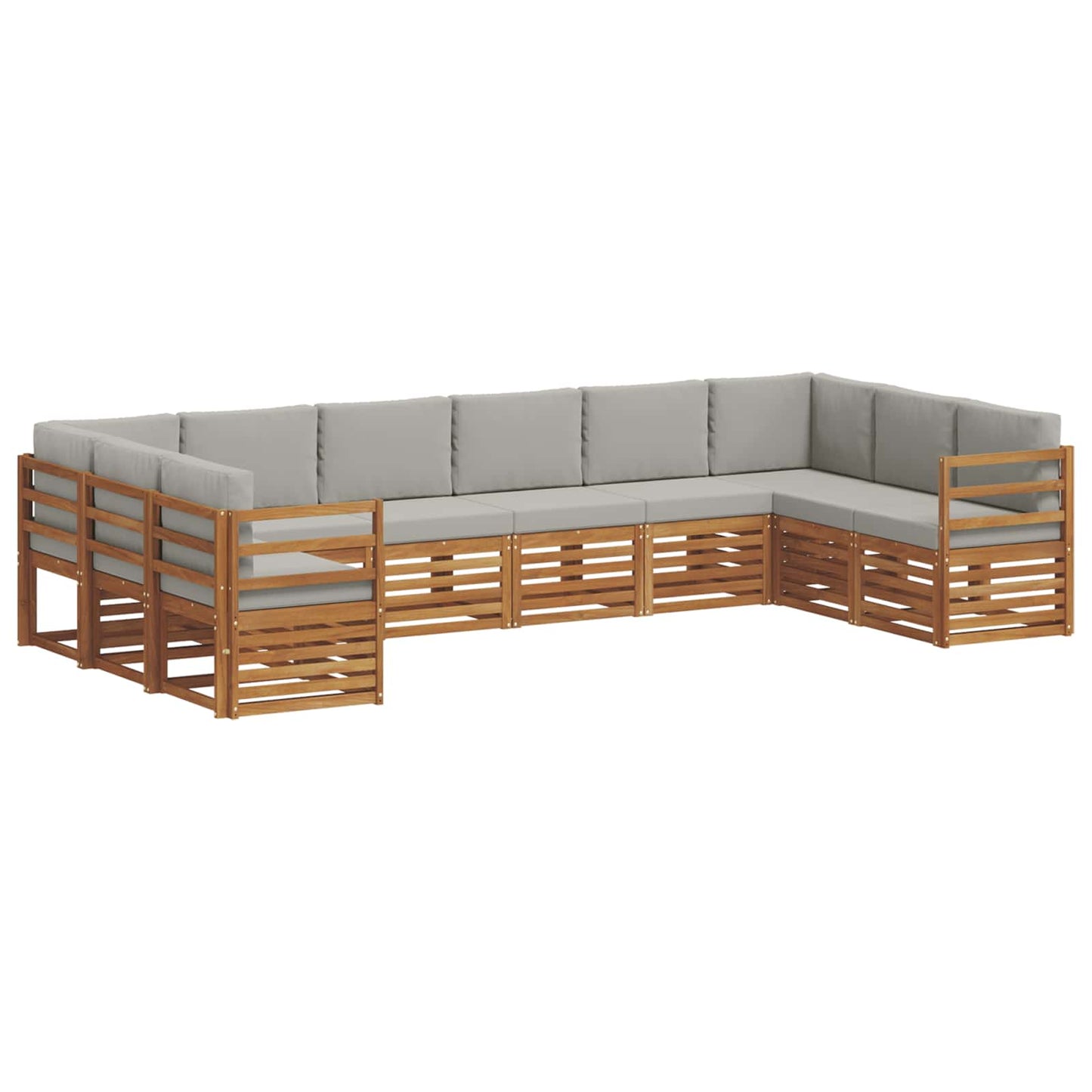 Set divani con cuscino 10 pcs Grigio Naturale e Chiaro