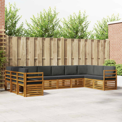 Set divani 10 pcs Naturale e Antracite Legno di Acacia Massello