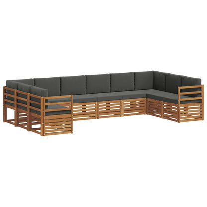 Set divani 10 pcs Naturale e Antracite Legno di Acacia Massello