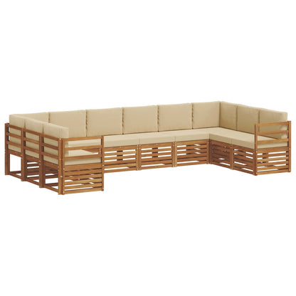 Set divani 10 pcs Naturale e Beige Legno di Acacia Massello