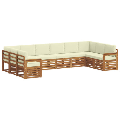 Set divani 10 pcs Naturale e Crema Legno di Acacia Massello