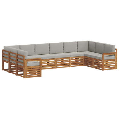 Set divani con cuscino 10 pcs Grigio Naturale e Chiaro