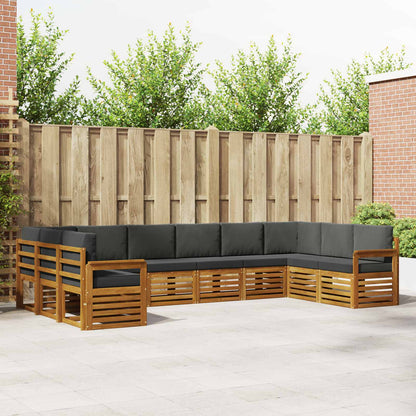 Set divani 10 pcs Naturale e Antracite Legno di Acacia Massello
