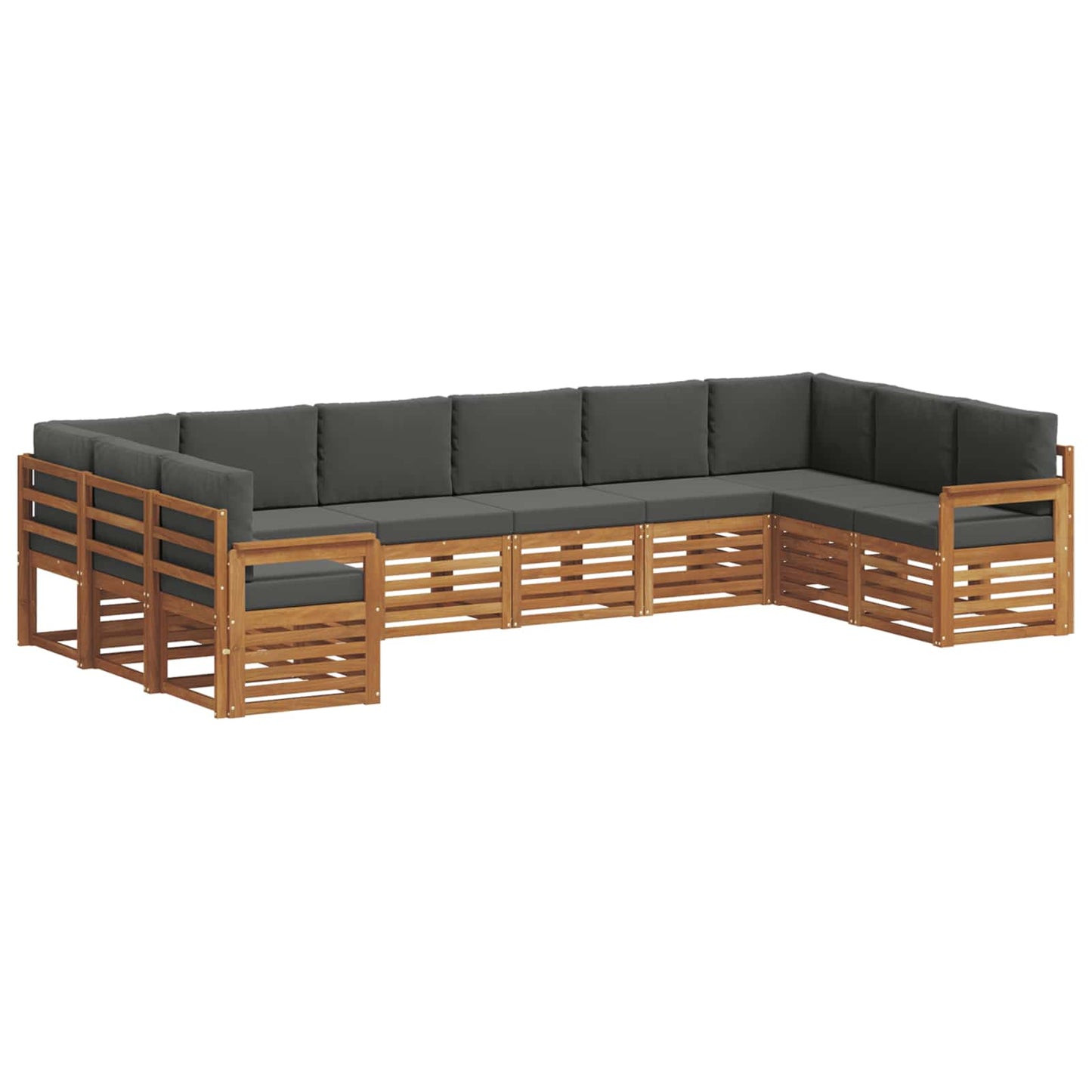 Set divani 10 pcs Naturale e Antracite Legno di Acacia Massello