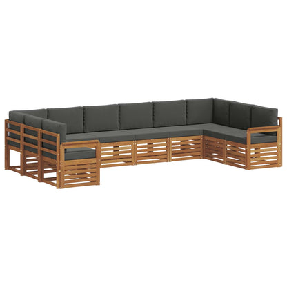 Set divani 10 pcs Naturale e Antracite Legno di Acacia Massello