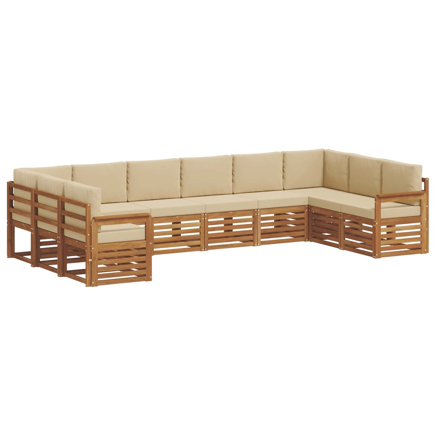 Set divani 10 pcs Naturale e Beige Legno di Acacia Massello