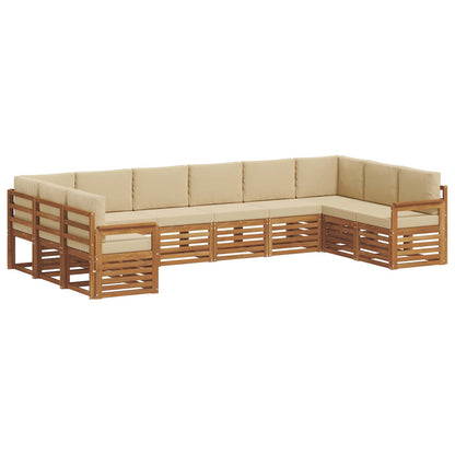Set divani 10 pcs Naturale e Beige Legno di Acacia Massello