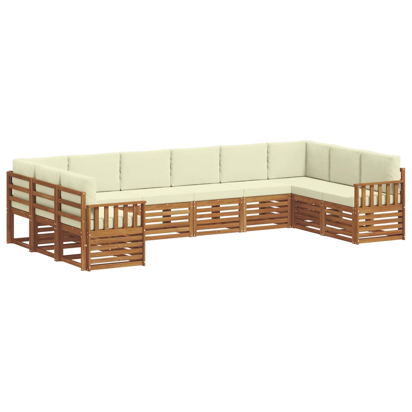 Set divani 10 pcs Naturale e Crema Legno di Acacia Massello