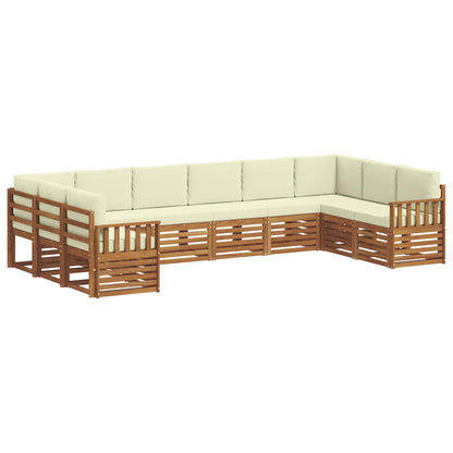 Set divani 10 pcs Naturale e Crema Legno di Acacia Massello