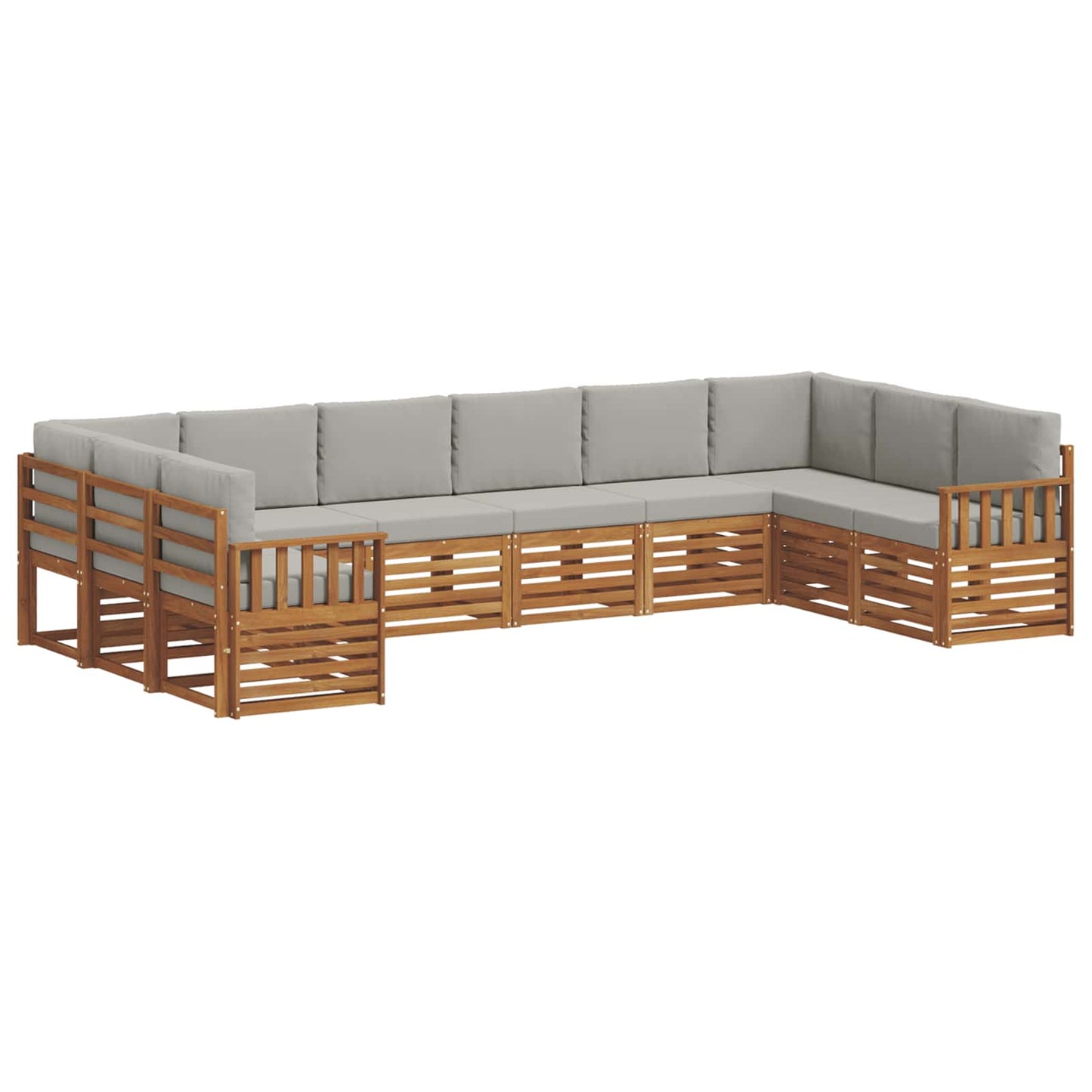 Set divani con cuscino 10 pcs Grigio Naturale e Chiaro