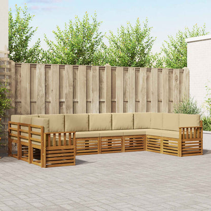Set divani 10 pcs Naturale e Beige Legno di Acacia Massello