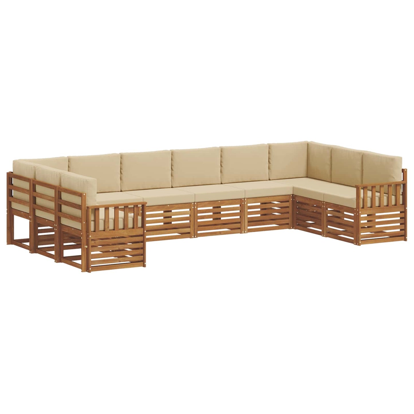 Set divani 10 pcs Naturale e Beige Legno di Acacia Massello