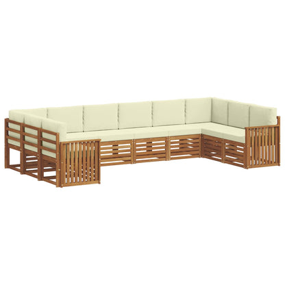 Set divani 10 pcs Naturale e Crema Legno di Acacia Massello