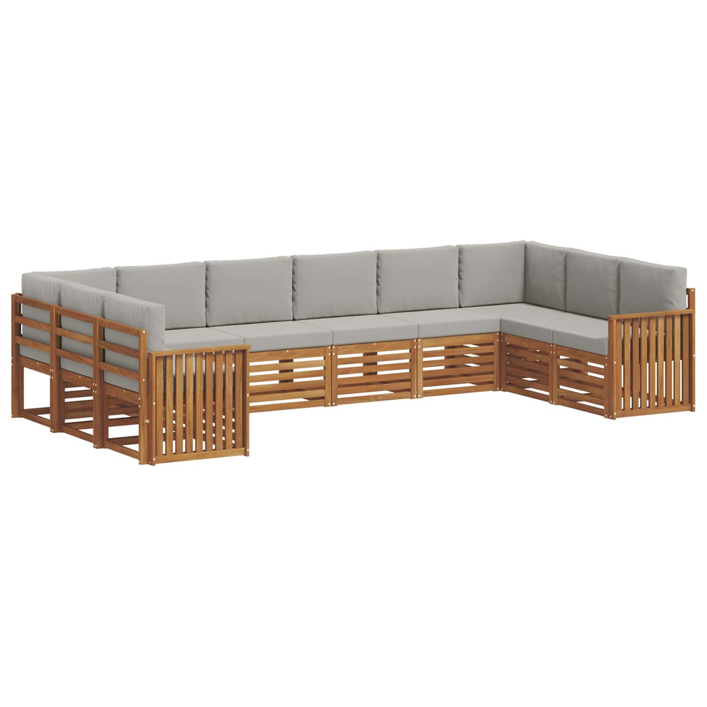 Set divani con cuscino 10 pcs Grigio Naturale e Chiaro