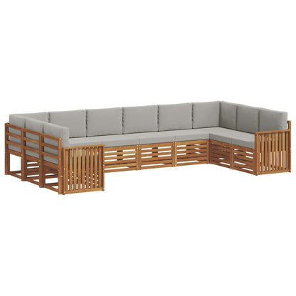 Set divani con cuscino 10 pcs Grigio Naturale e Chiaro