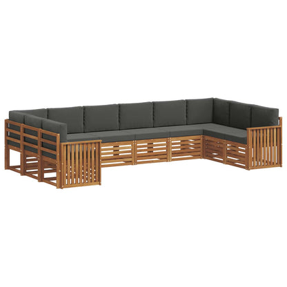 Set divani 10 pcs Naturale e Antracite Legno di Acacia Massello