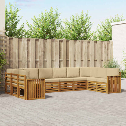 Set divani 10 pcs Naturale e Beige Legno di Acacia Massello