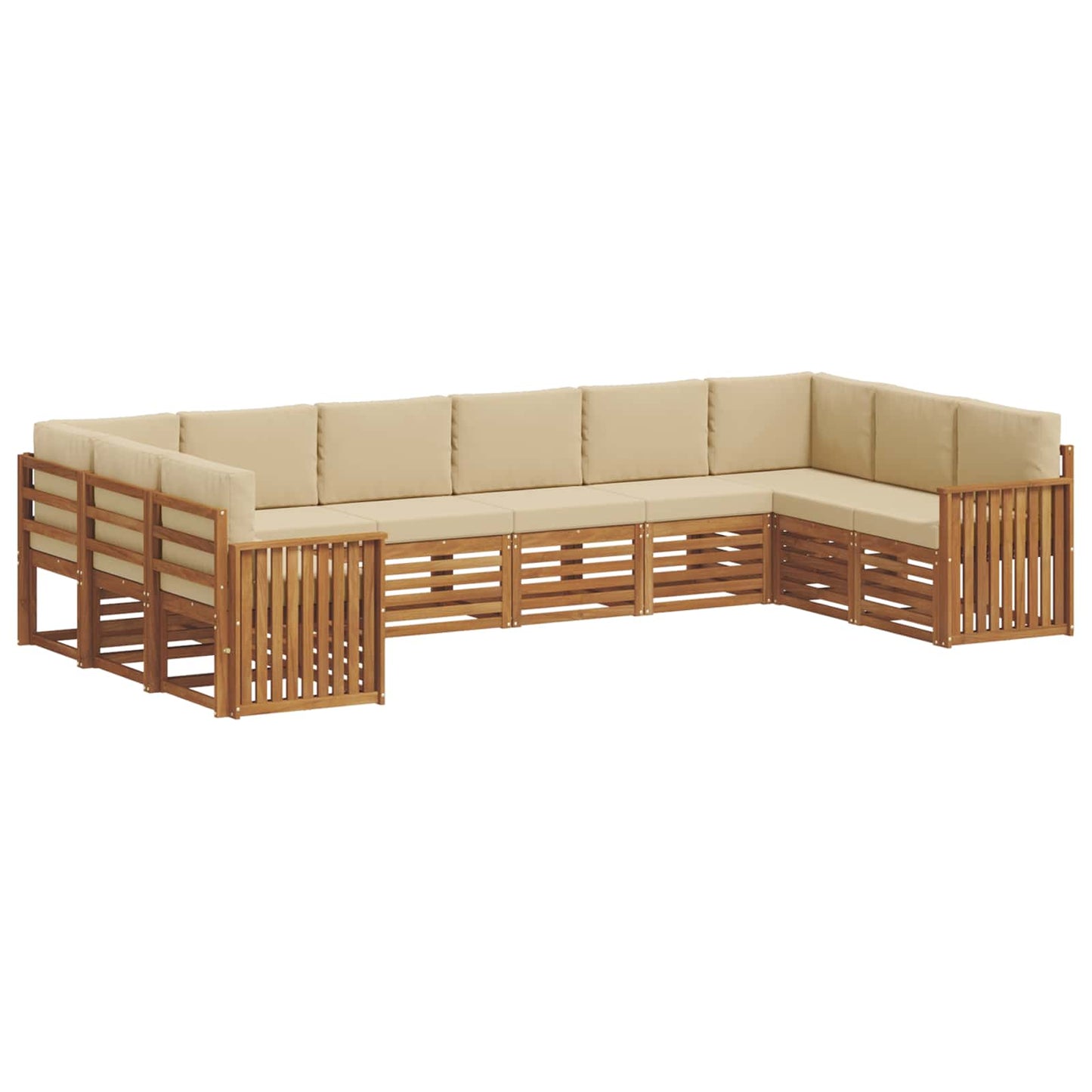 Set divani 10 pcs Naturale e Beige Legno di Acacia Massello