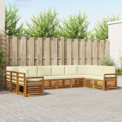 Set divani 10 pcs Naturale e Crema Legno di Acacia Massello
