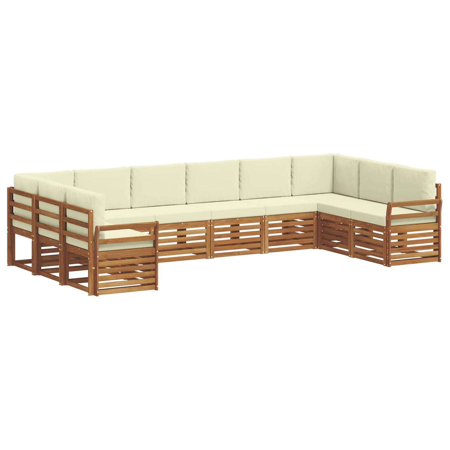 Set divani 10 pcs Naturale e Crema Legno di Acacia Massello