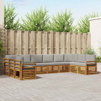 Set divani con cuscino 10 pcs Grigio Naturale e Chiaro