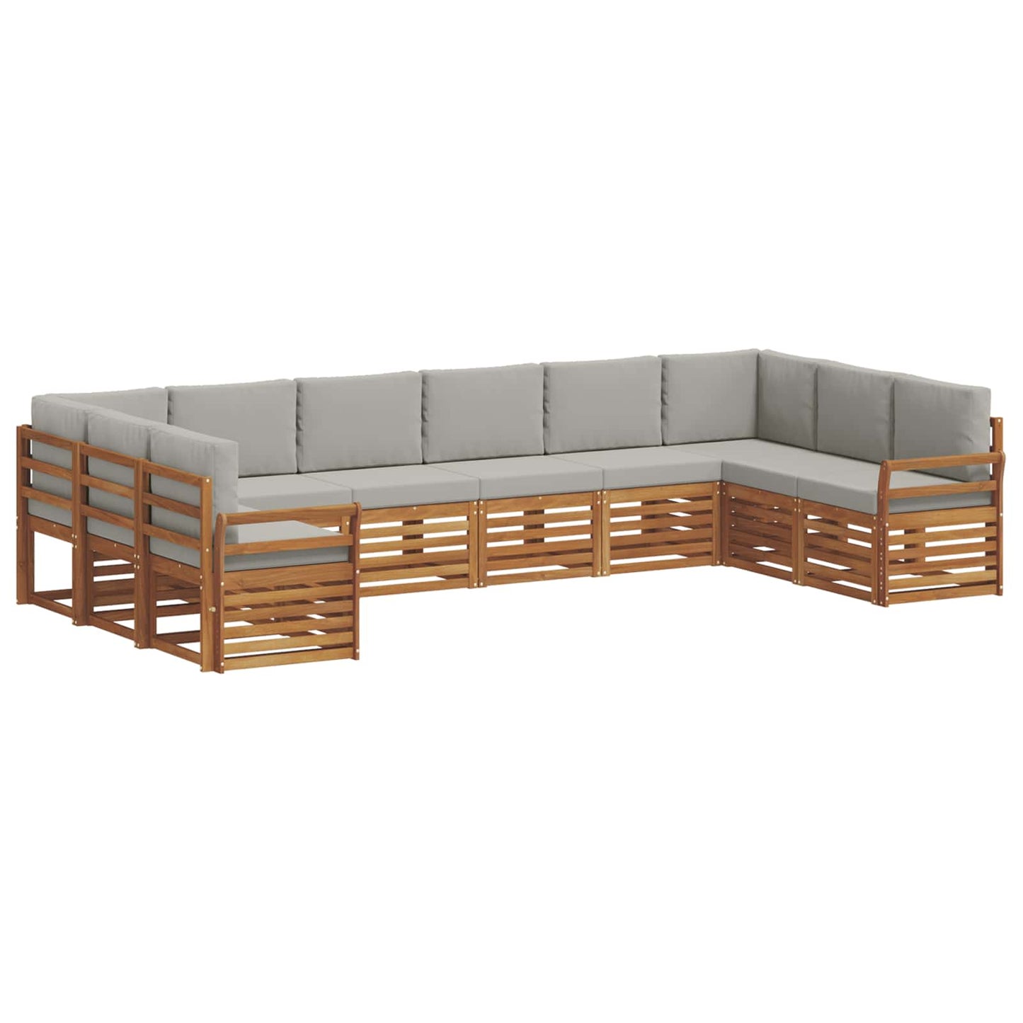 Set divani con cuscino 10 pcs Grigio Naturale e Chiaro