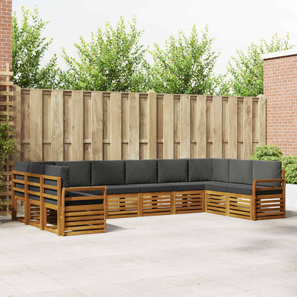 Set divani 10 pcs Naturale e Antracite Legno di Acacia Massello