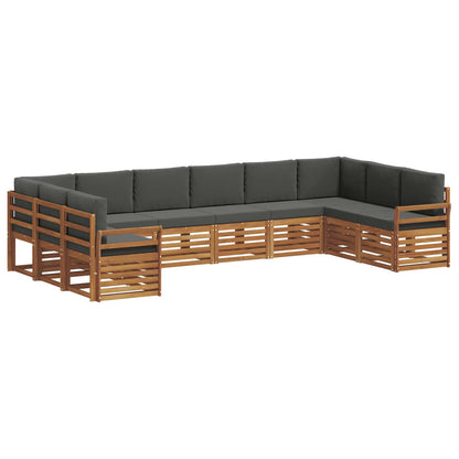 Set divani 10 pcs Naturale e Antracite Legno di Acacia Massello