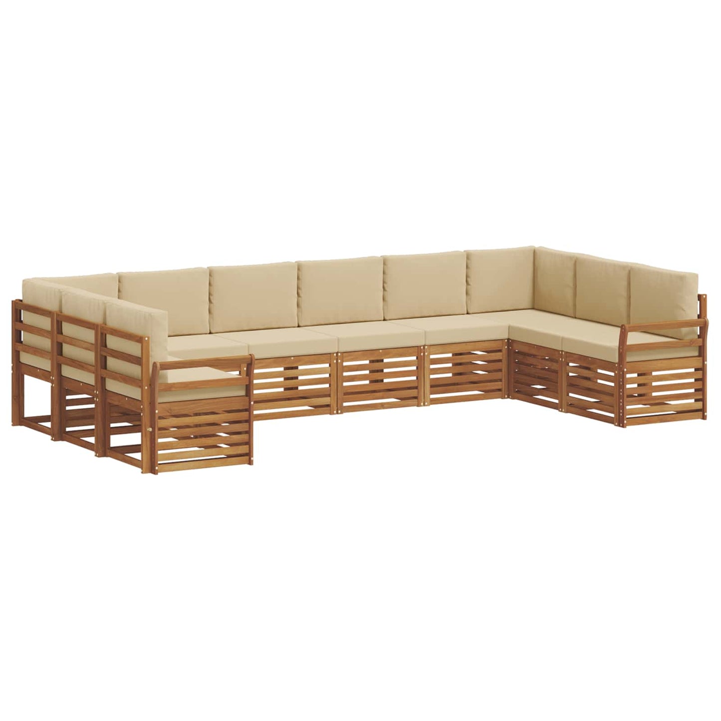 Set divani 10 pcs Naturale e Beige Legno di Acacia Massello