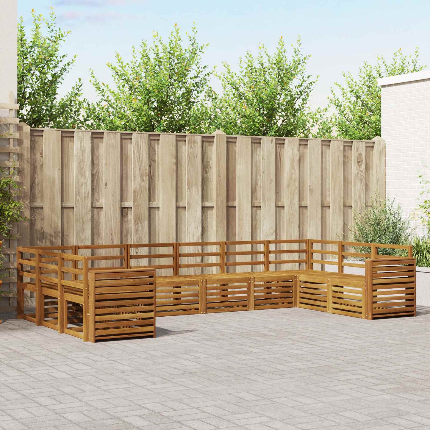 Set divani 10 pcs Naturale Legno di Acacia Massello