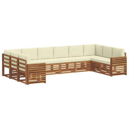 Set divani 10 pcs Naturale e Crema Legno di Acacia Massello