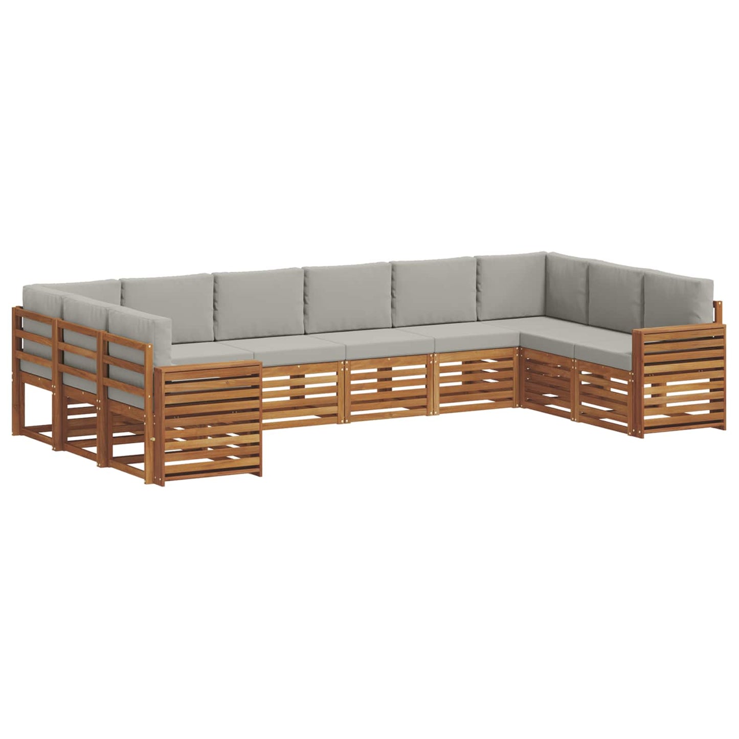 Set divani con cuscino 10 pcs Grigio Naturale e Chiaro